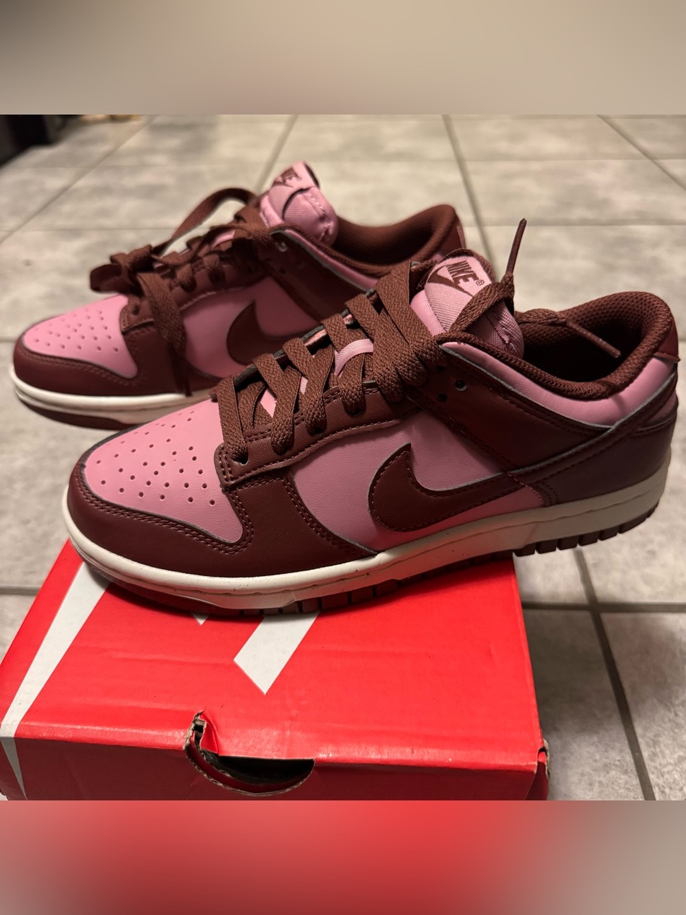 Nike Dunk Low Next Nature White/ Elemental Pink-Dark Pony Womens Size 6